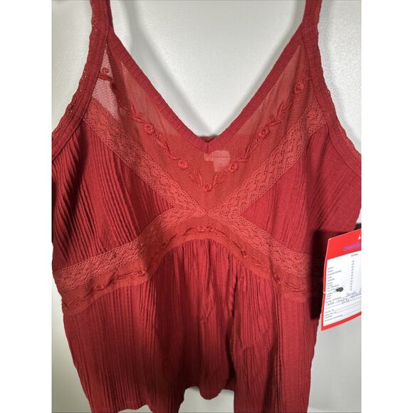 Sundance Tank Camisole Women's S Red Berry Lace Crochet Ribbed Babydoll Boho - Picture 4 of 7